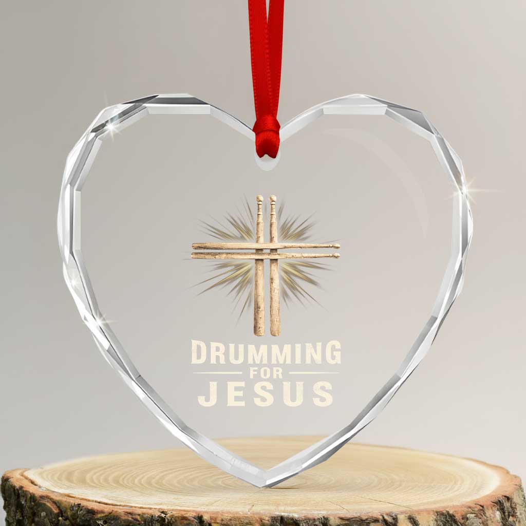 Christian Drummer Heart Crystal Glass Ornament Drumming For Jesus Drumstick Cross Percussionist TS10 Transparent Glass 3'' Heart Print Your Wear