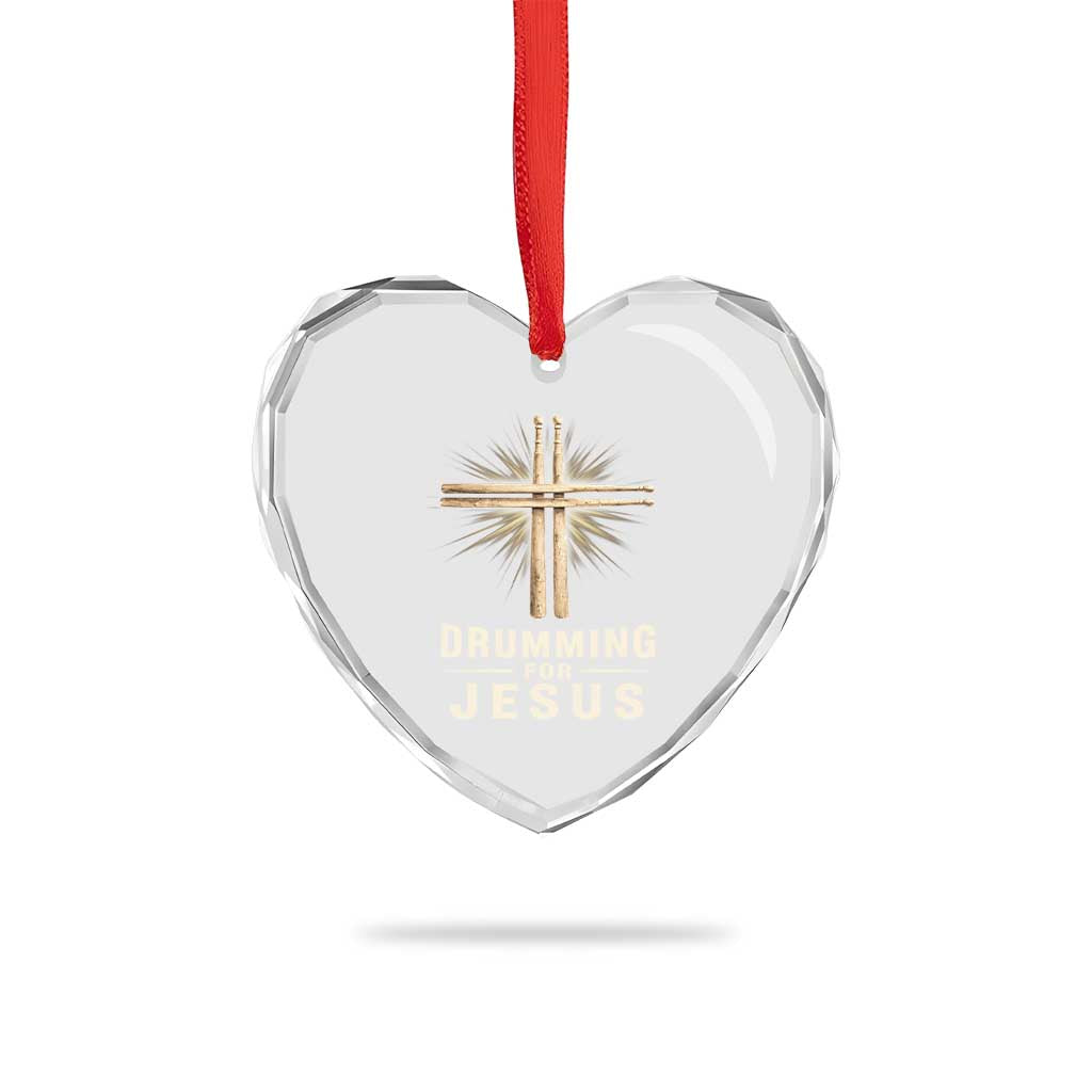 Christian Drummer Heart Crystal Glass Ornament Drumming For Jesus Drumstick Cross Percussionist TS10 Print Your Wear