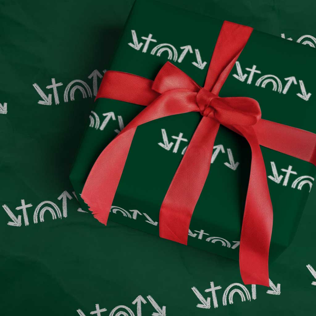 Christian Easter Wrapping Paper Roll 5 Gospel Symbols He Came Died Rose Ascended Jesus TS11 Green Print Your Wear
