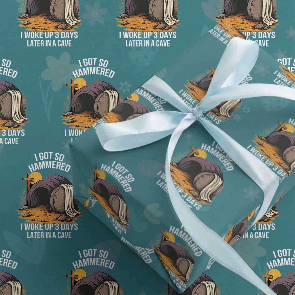Christian Easter Day Religious Stone Wrapping Paper Roll I Got So Hammered I Woke Up 3 Days Later In A Cave TS11 Teal Print Your Wear