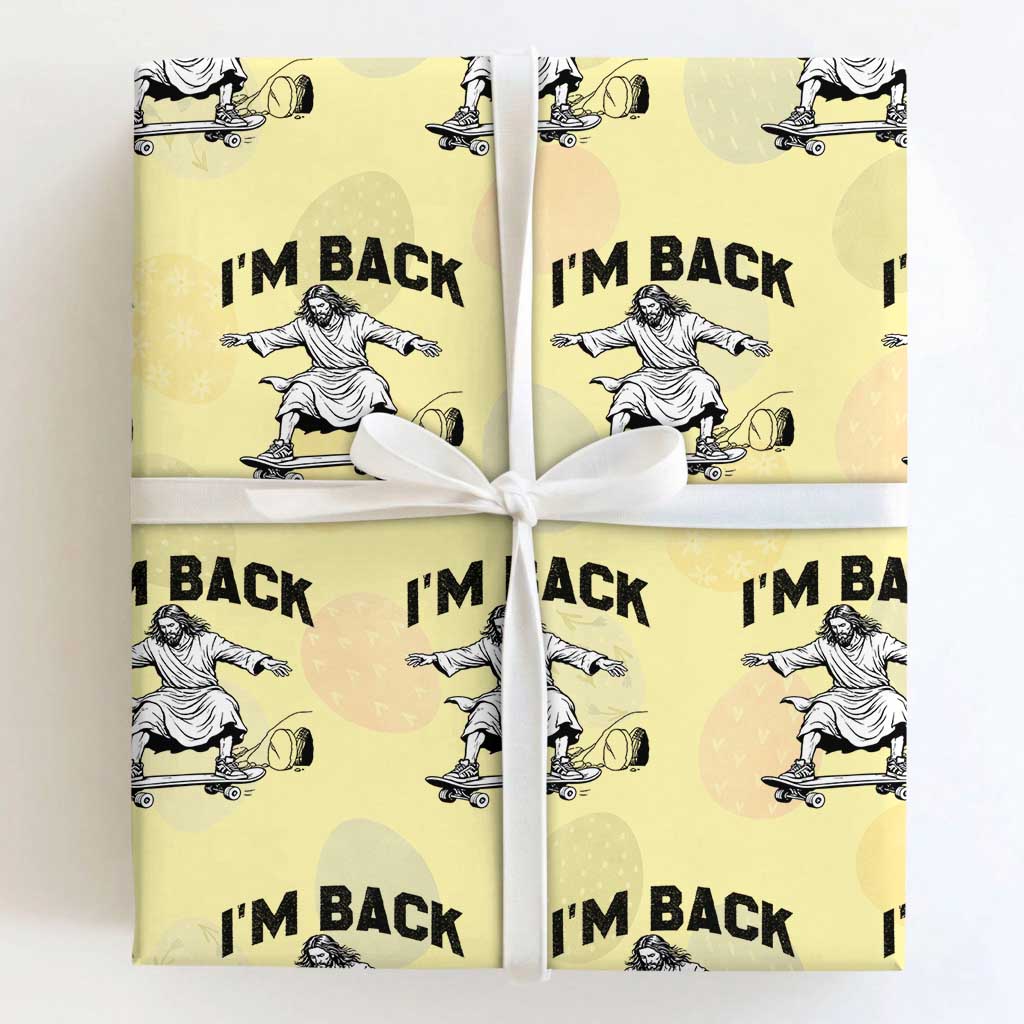 Christian Easter Wrapping Paper Roll Funny Skateboard Jesus I am Back TS14 Light Yellow Print Your Wear