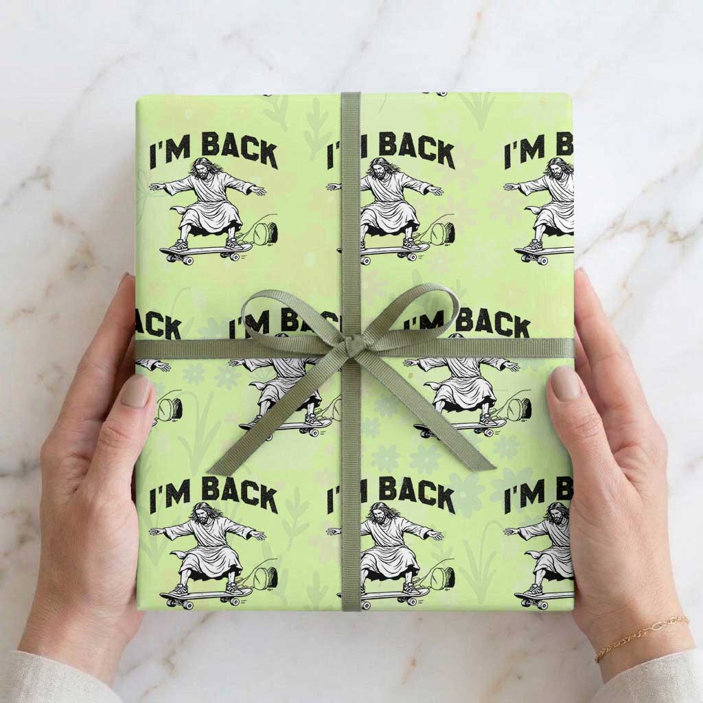 Christian Easter Wrapping Paper Roll Funny Skateboard Jesus I am Back TS14 Lime Print Your Wear