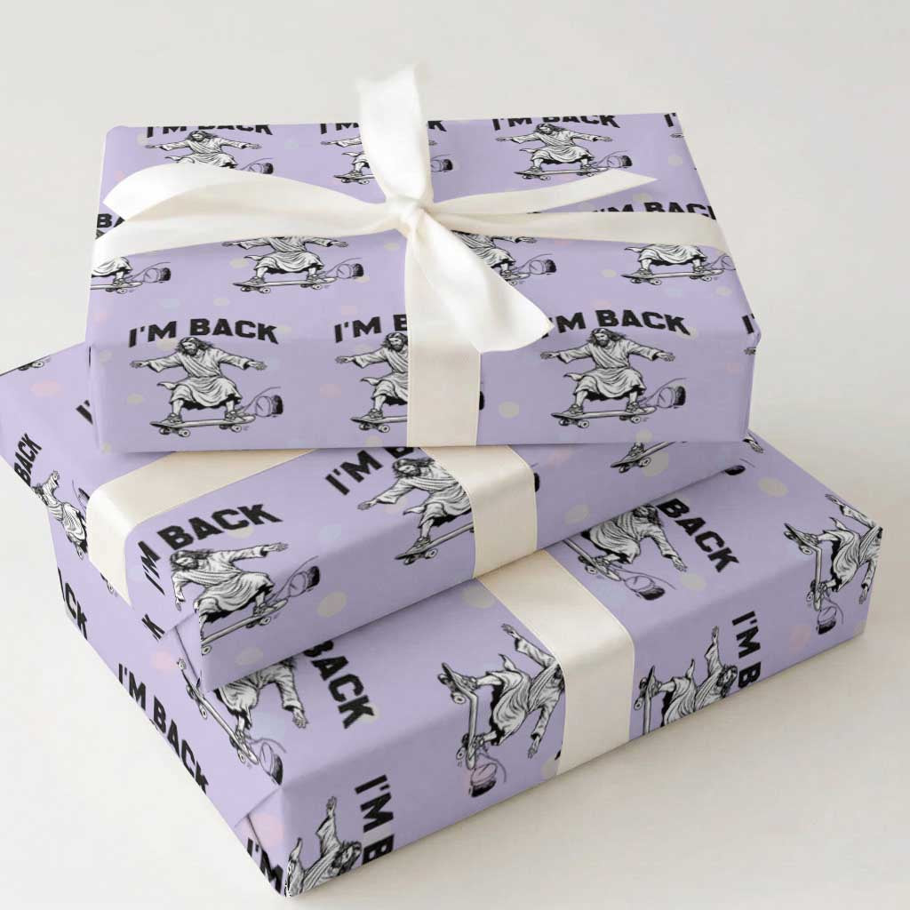 Christian Easter Wrapping Paper Roll Funny Skateboard Jesus I am Back TS14 Violet Print Your Wear