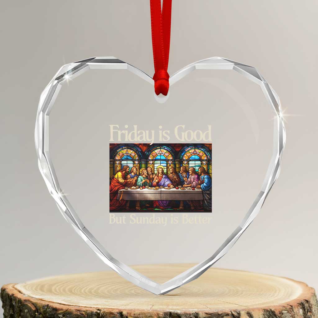 Christian Easter Heart Crystal Glass Ornament Friday is Good Sunday is Better TS14 Transparent Glass 3'' Heart Print Your Wear