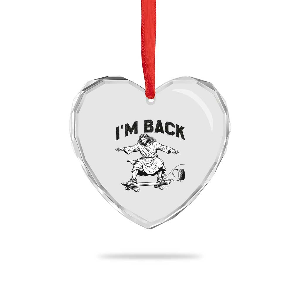 Christian Easter Heart Crystal Glass Ornament Funny Skateboard Jesus I am Back TS14 Print Your Wear