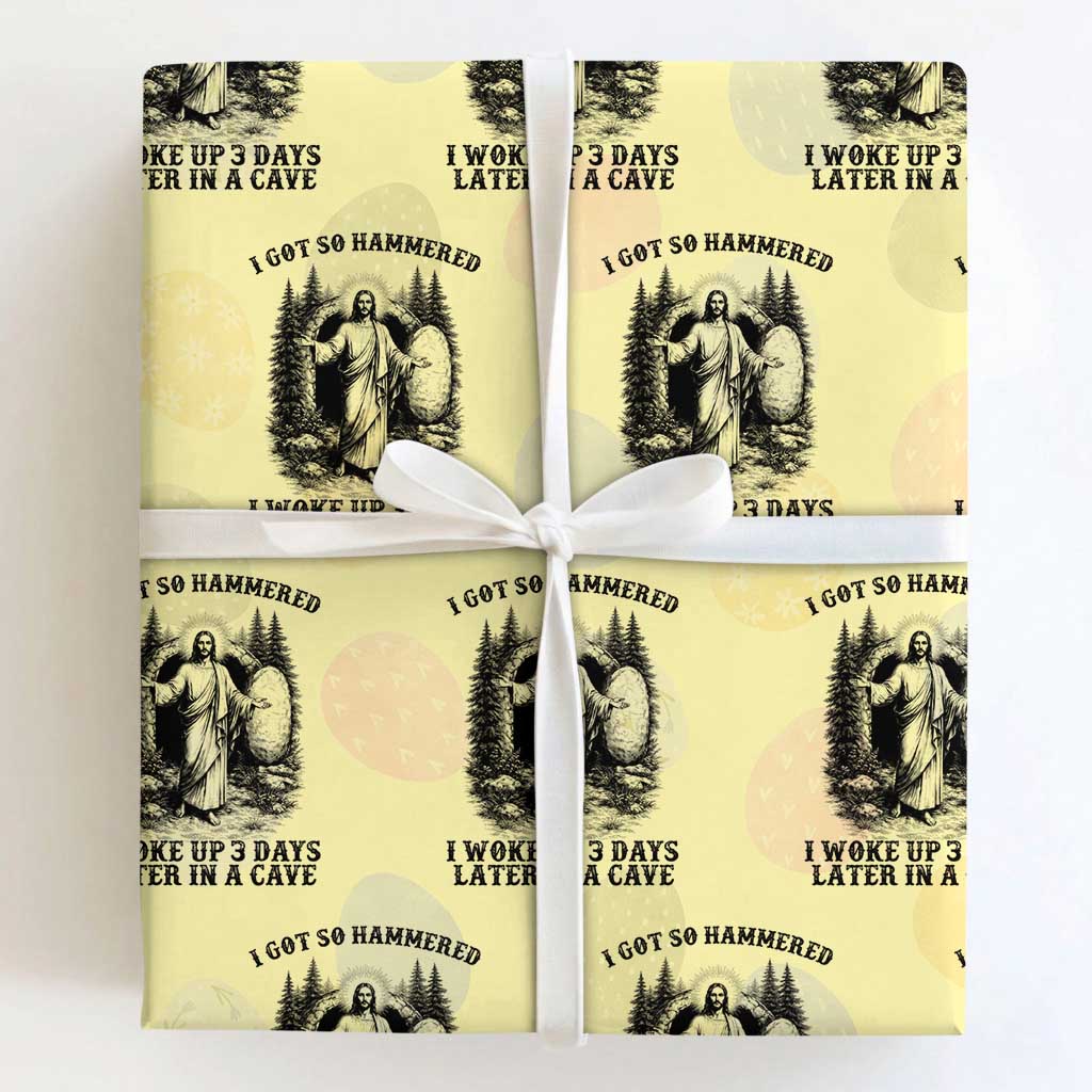 Christian Easter Jesus Wrapping Paper Roll I Got So Hammered Woke Up 3 Days TS14 Light Yellow Print Your Wear