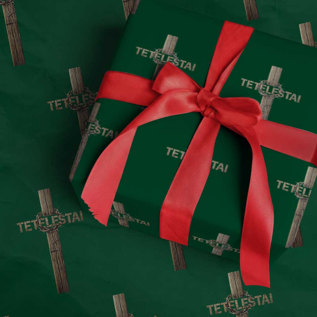 Christian Easter Resurrection Day Tetelestai Religious Cross Wrapping Paper Roll TS11 Green Print Your Wear