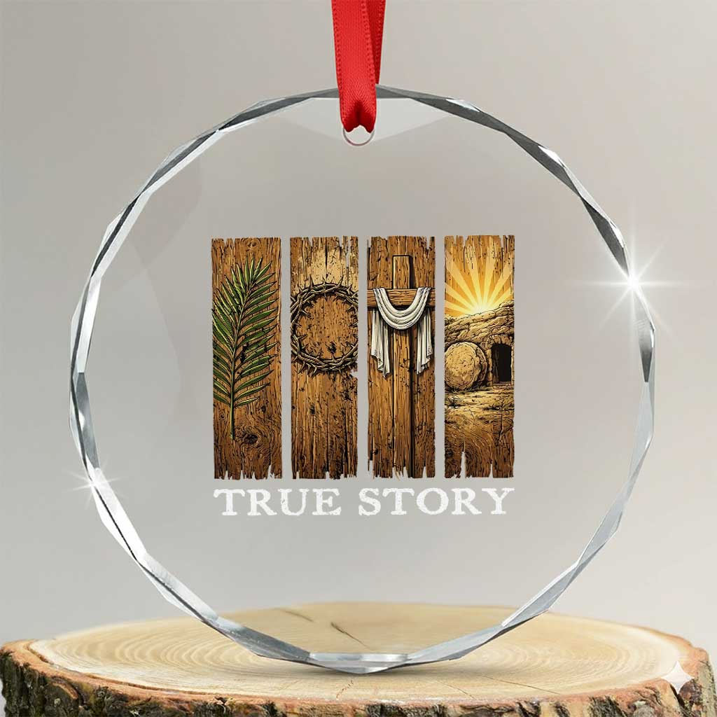 Christian Easter True Story Resurrection Scene Vintage Crystal Glass Ornament Faith Based Jesus Empty Tomb Gift for Believers TS02 Transparent Glass 3'' Circle Print Your Wear