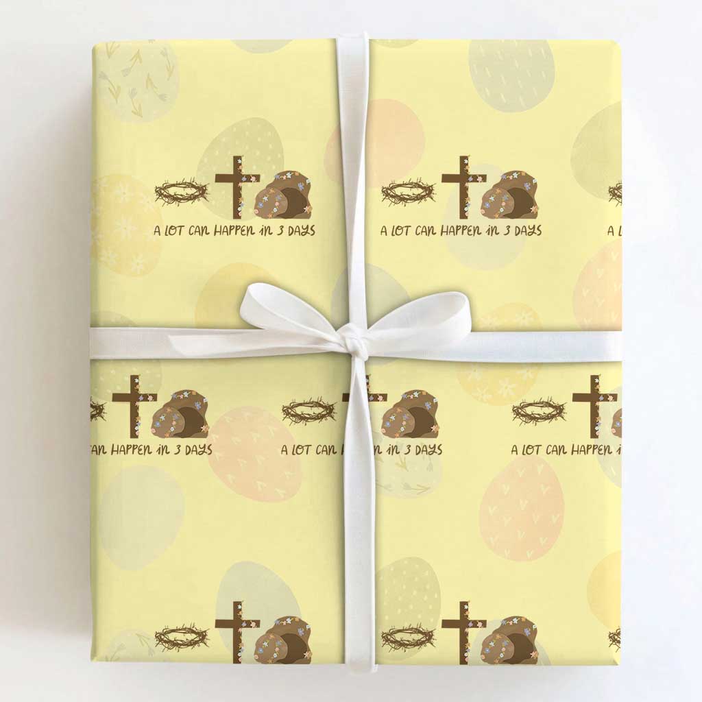 Christian Easter Wrapping Paper Roll A Lot Can Happen In Three Days TS10 Light Yellow Print Your Wear