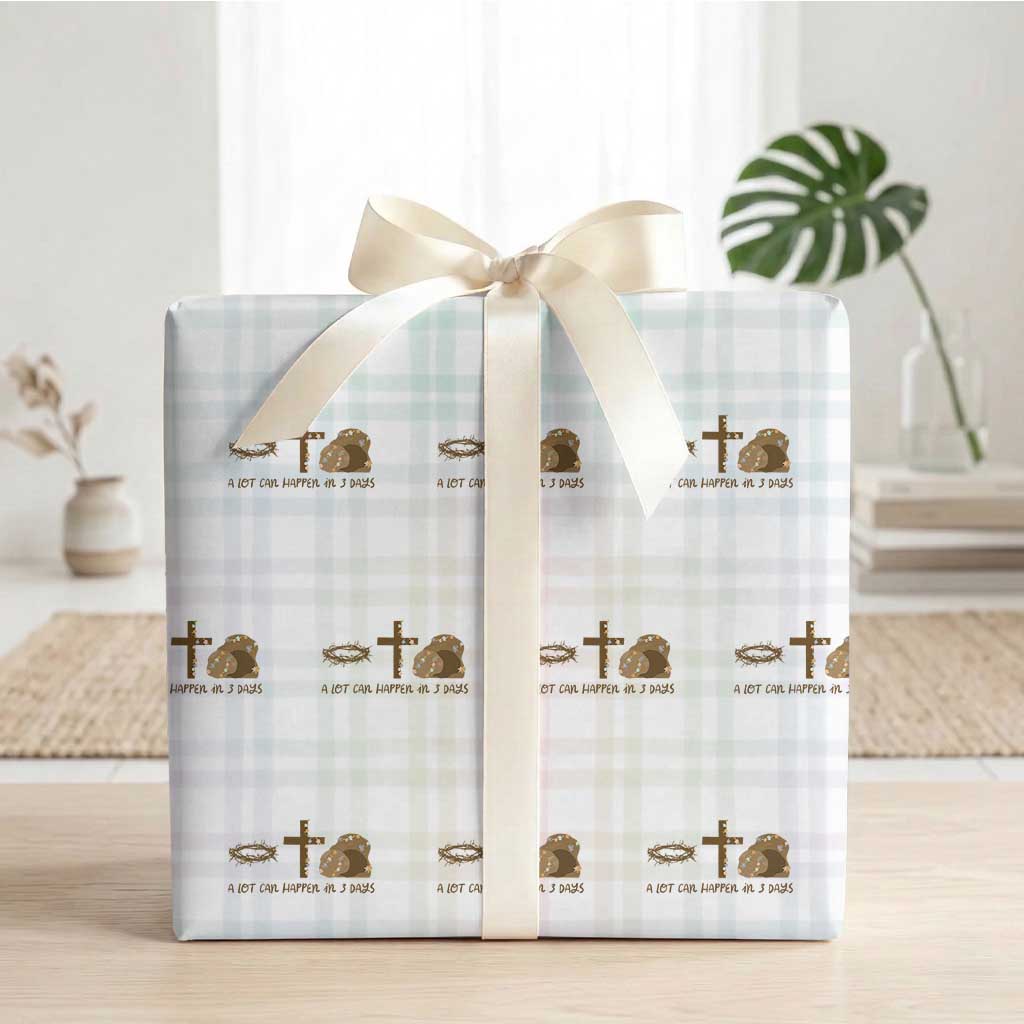Christian Easter Wrapping Paper Roll A Lot Can Happen In Three Days TS10 White Plaid Print Your Wear