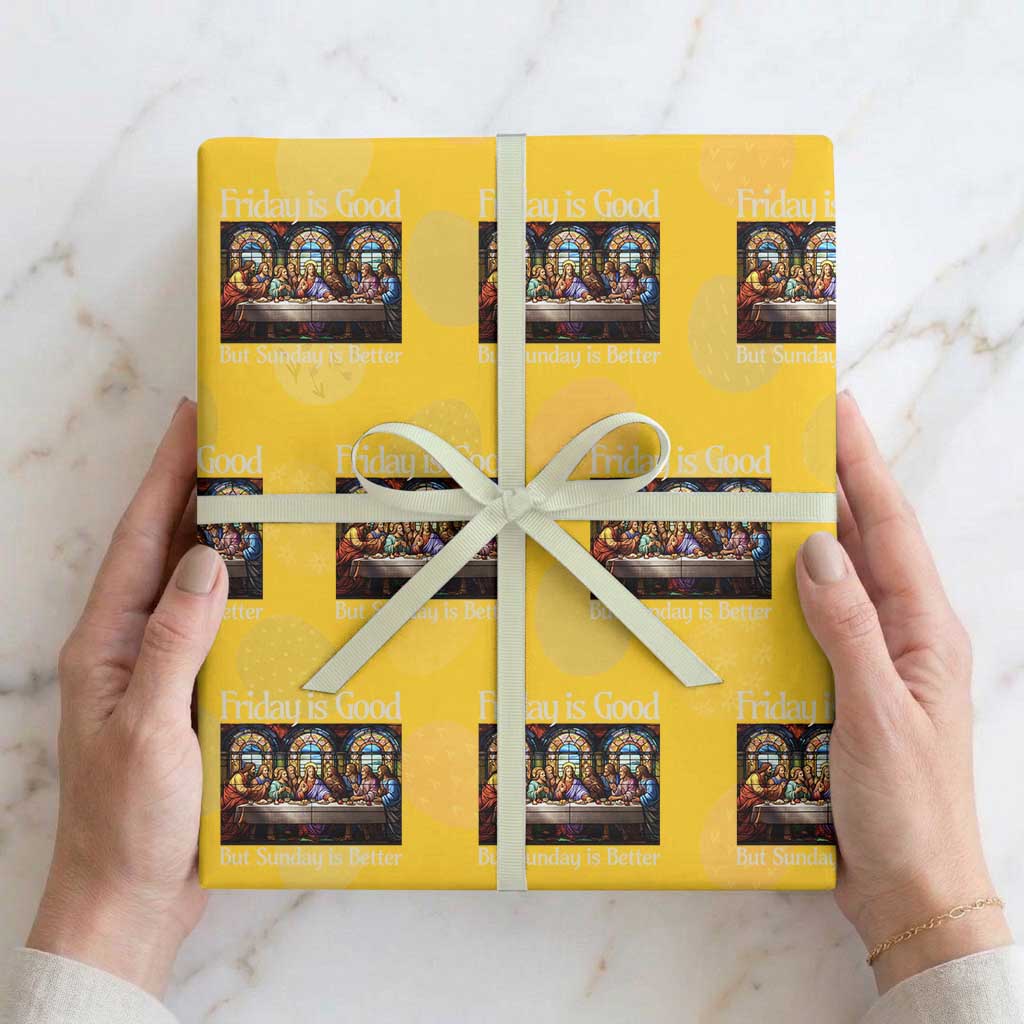 Christian Easter Wrapping Paper Roll Friday is Good Sunday is Better TS14 Yellow Print Your Wear