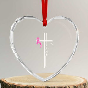 Christian Faith Breast Cancer Awareness Heart Crystal Glass Ornament Pink Ribbon Christian Cross TS11 Transparent Glass 3'' Heart Print Your Wear