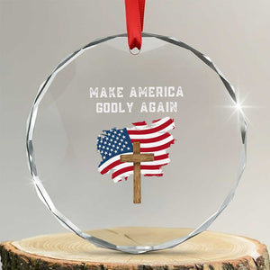 Christian Faith Crystal Glass Ornament Make America Godly Again American Flag TS02 Transparent Glass 3'' Circle Print Your Wear