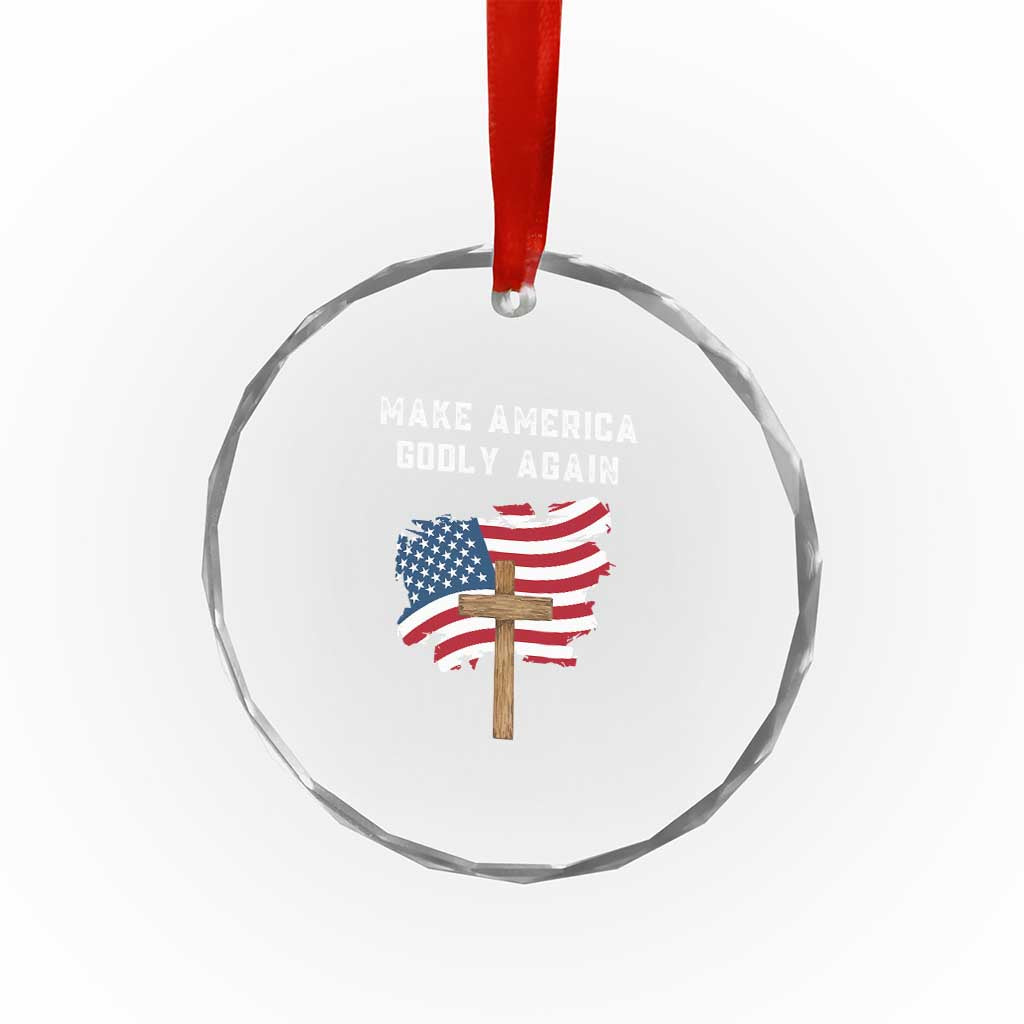 Christian Faith Crystal Glass Ornament Make America Godly Again American Flag TS02 Print Your Wear