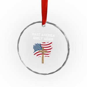 Christian Faith Crystal Glass Ornament Make America Godly Again American Flag TS02 Print Your Wear