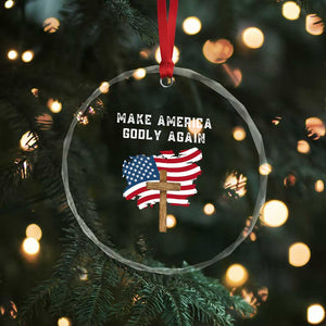 Christian Faith Crystal Glass Ornament Make America Godly Again American Flag TS02 Print Your Wear