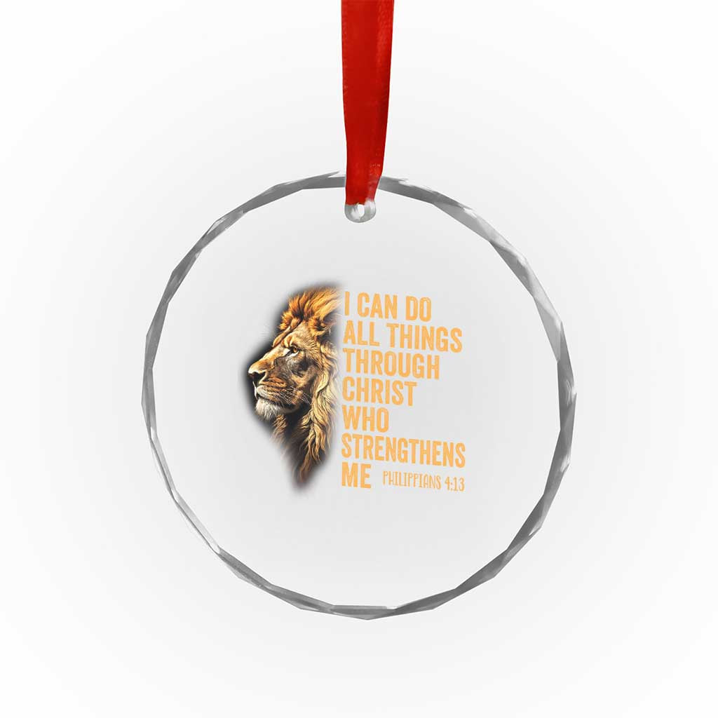 Christian Faith Crystal Glass Ornament Philippians 4:13 Religious Lion Strengthens TS02 Print Your Wear