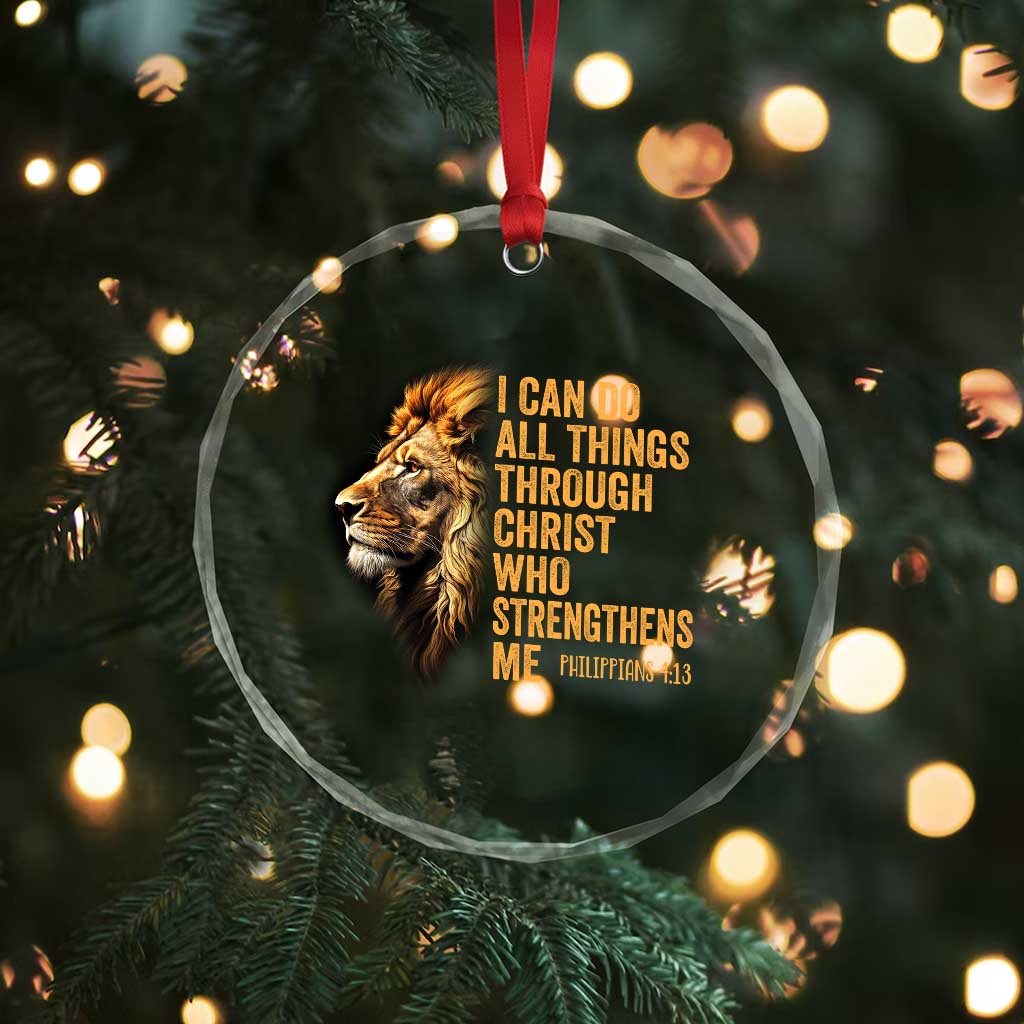Christian Faith Crystal Glass Ornament Philippians 4:13 Religious Lion Strengthens TS02 Print Your Wear
