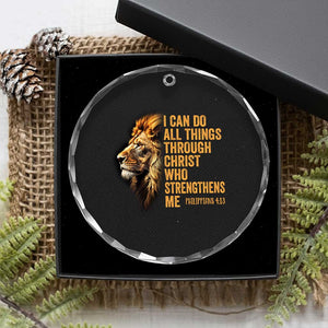 Christian Faith Crystal Glass Ornament Philippians 4:13 Religious Lion Strengthens TS02 Print Your Wear