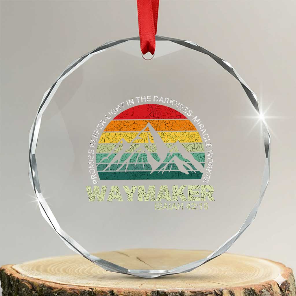 Christian Faith Crystal Glass Ornament Waymaker Promise Keeper Miracle Worker Retro Vintage TS02 Transparent Glass 3'' Circle Print Your Wear