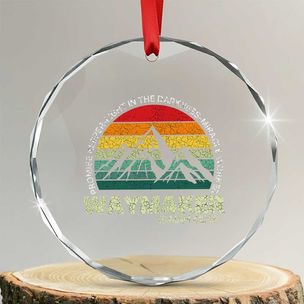 Christian Faith Crystal Glass Ornament Waymaker Promise Keeper Miracle Worker Retro Vintage TS02 Transparent Glass 3'' Circle Print Your Wear