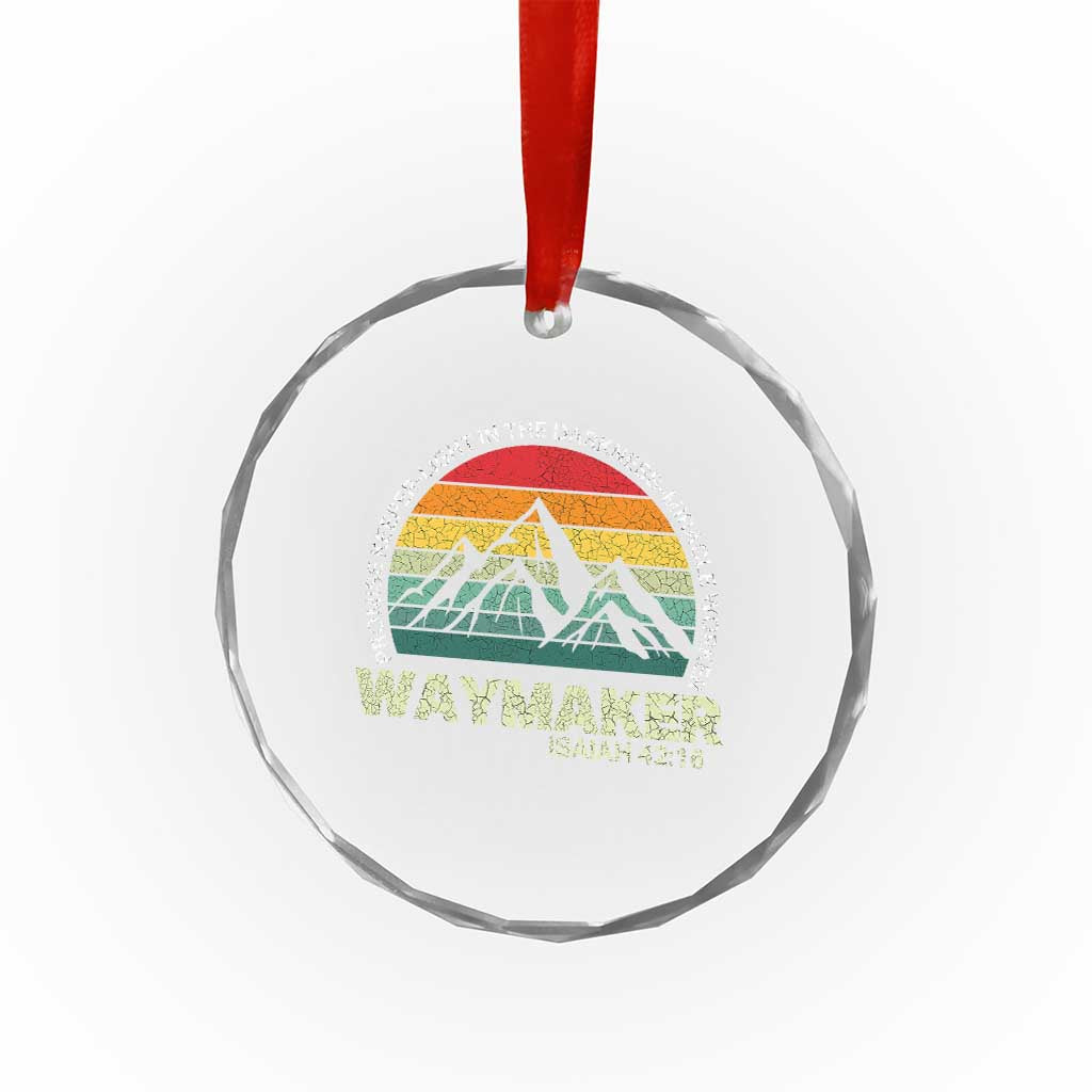 Christian Faith Crystal Glass Ornament Waymaker Promise Keeper Miracle Worker Retro Vintage TS02 Transparent Glass 3'' Circle Print Your Wear