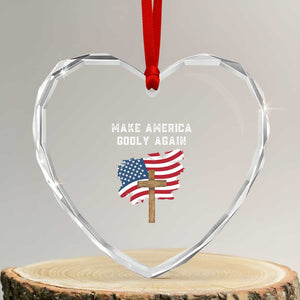 Christian Faith Heart Crystal Glass Ornament Make America Godly Again American Flag TS02 Transparent Glass 3'' Heart Print Your Wear