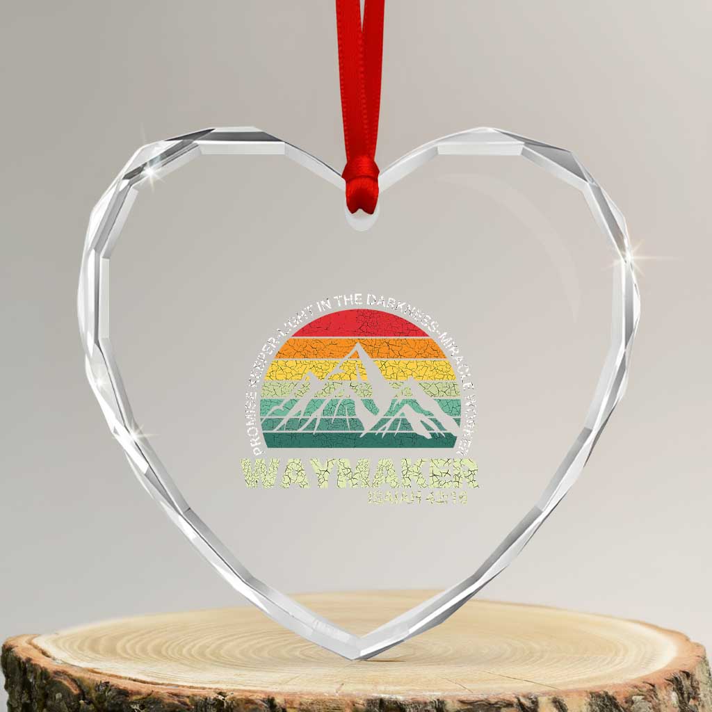 Christian Faith Heart Crystal Glass Ornament Waymaker Promise Keeper Miracle Worker Retro Vintage TS02 Transparent Glass 3'' Heart Print Your Wear