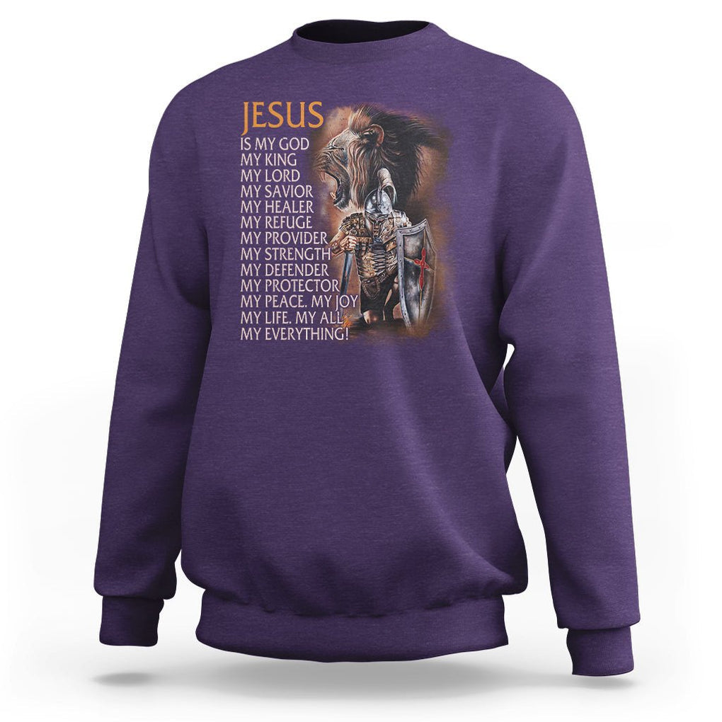 Christian Faith Sweatshirt Jesus Is My God My Life My Everything TS02 Purple Printyourwear