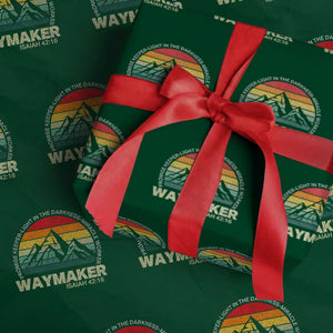 Christian Faith Wrapping Paper Roll Waymaker Promise Keeper Miracle Worker Retro Vintage TS02 Green Print Your Wear
