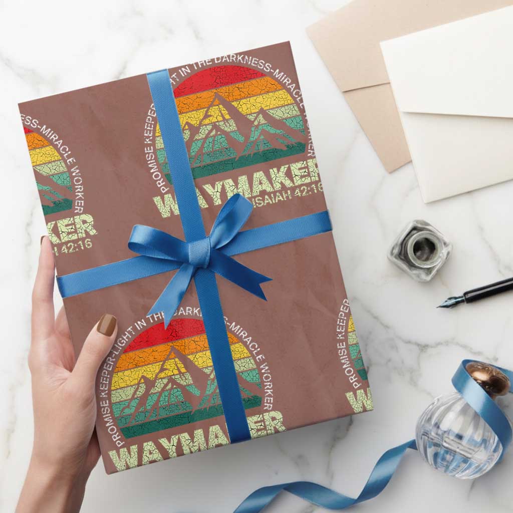 Christian Faith Wrapping Paper Roll Waymaker Promise Keeper Miracle Worker Retro Vintage TS02 Mocha Print Your Wear