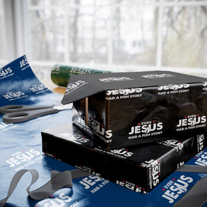 Christian Fishing Wrapping Paper Roll Even Jesus Had A Fish Story Funny Fisherman TS10 Black Print Your Wear