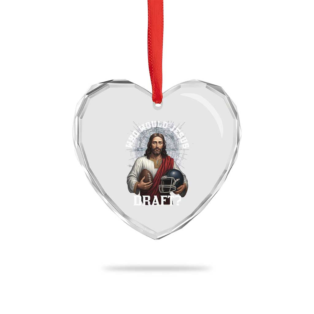 Christian Football Gift Heart Crystal Glass Ornament Who Would Jesus Draft TS12 Print Your Wear