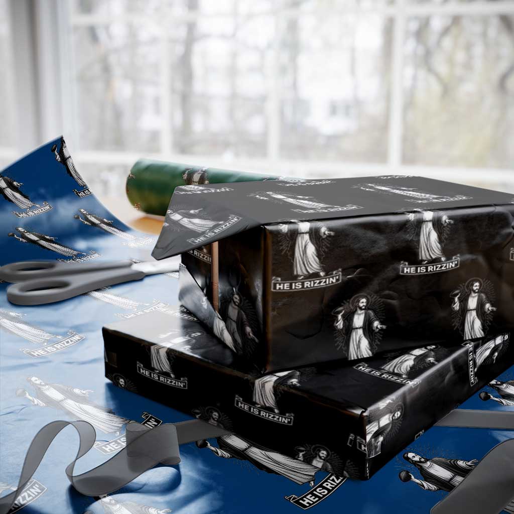 Christian Football Lover Wrapping Paper Roll He Is Rizzin Funny Gift TS12 Black Print Your Wear