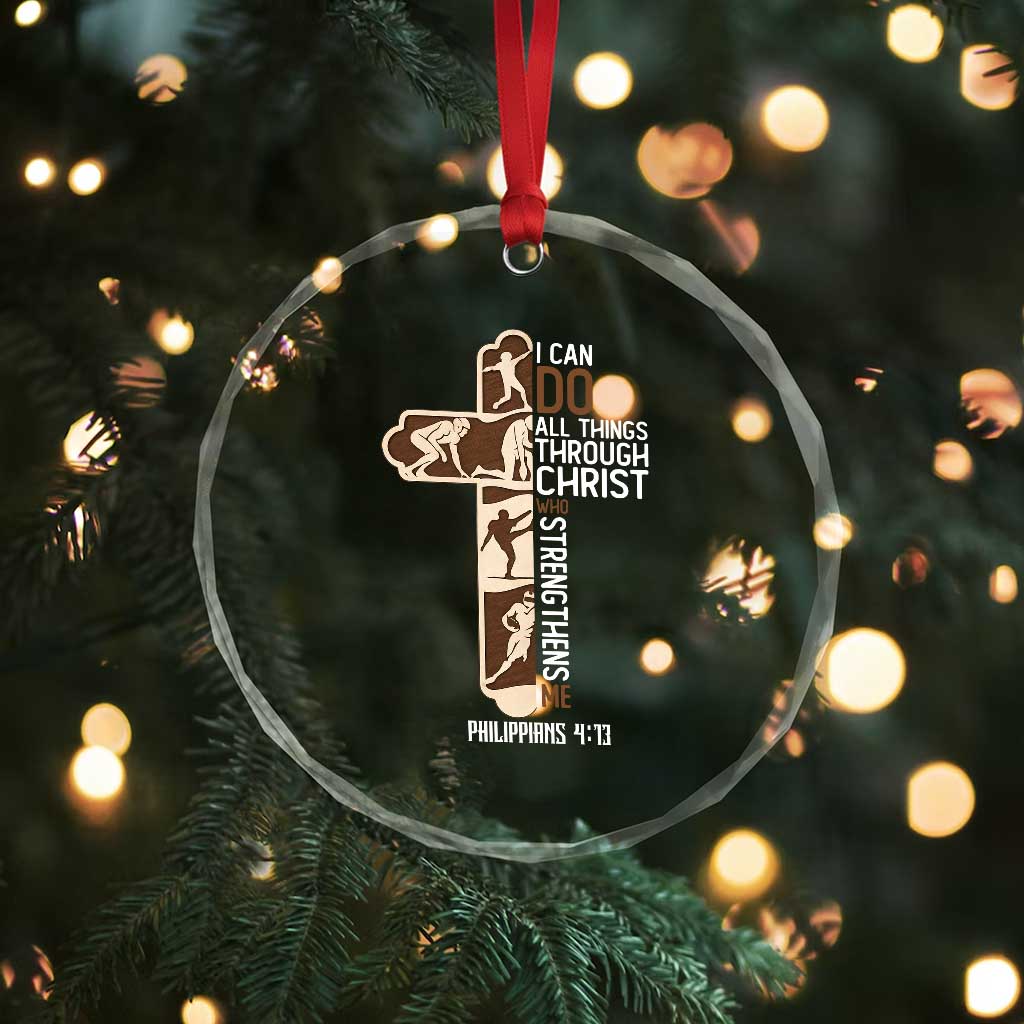 Christian Football Player Gift Crystal Glass Ornament God Gives Me Strength TS12 Print Your Wear