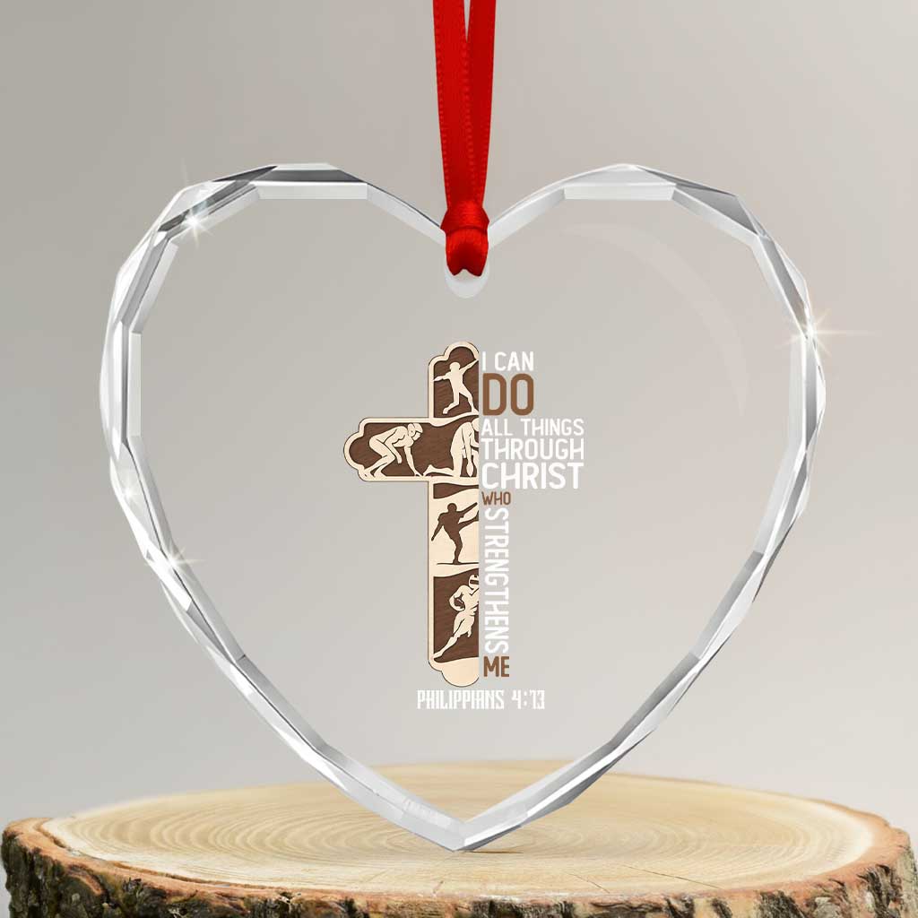 Christian Football Player Gift Heart Crystal Glass Ornament God Gives Me Strength TS12 Transparent Glass 3'' Heart Print Your Wear