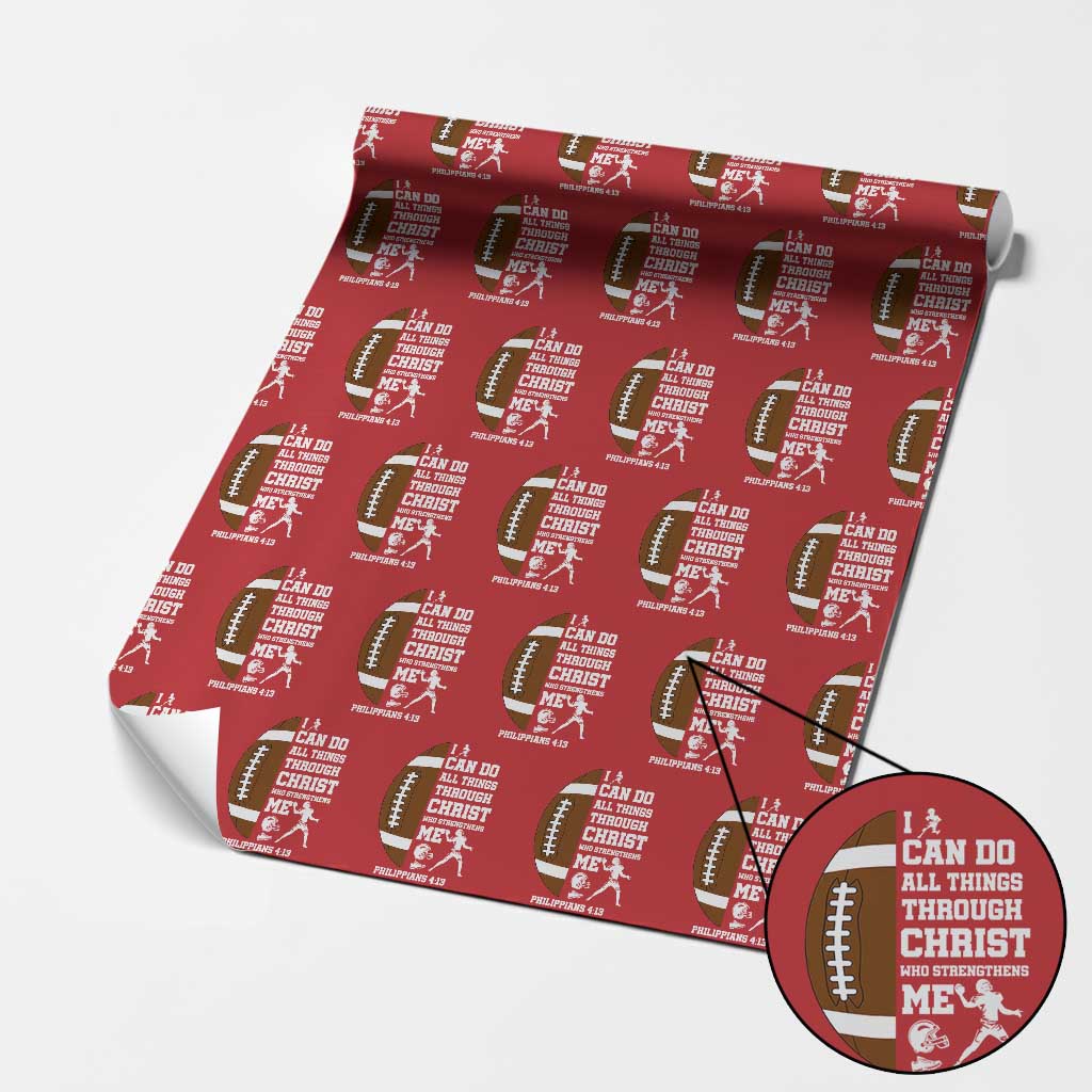 Christian Football Wrapping Paper Roll I Can Do All Things Through Christ Bible Verse TS12 Red Print Your Wear