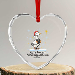 Christian Goose Heart Crystal Glass Ornament Sorry I Am Late His Timing Not Mine TS14 Transparent Glass 3'' Heart Print Your Wear