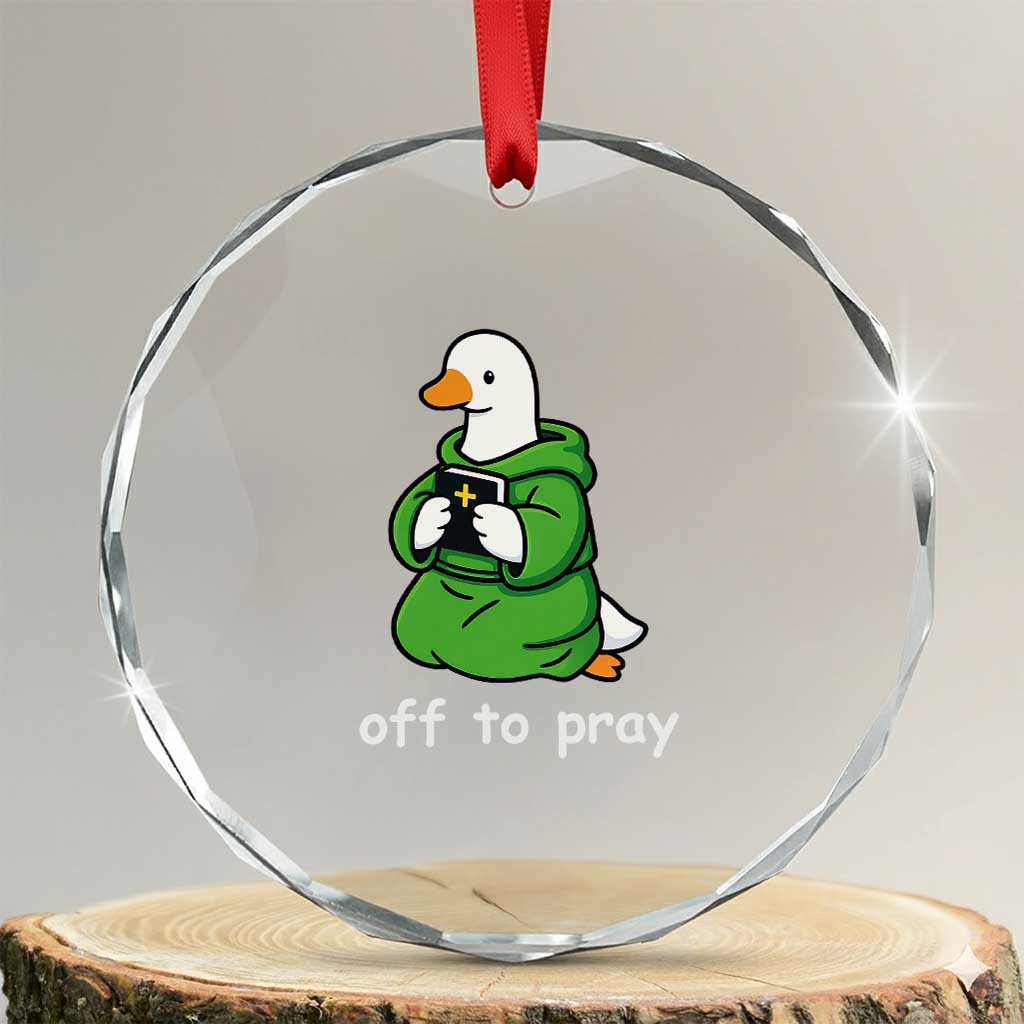 Christian Goose St Patrick's Day Crystal Glass Ornament Off To Pray TS14 Transparent Glass 3'' Circle Print Your Wear