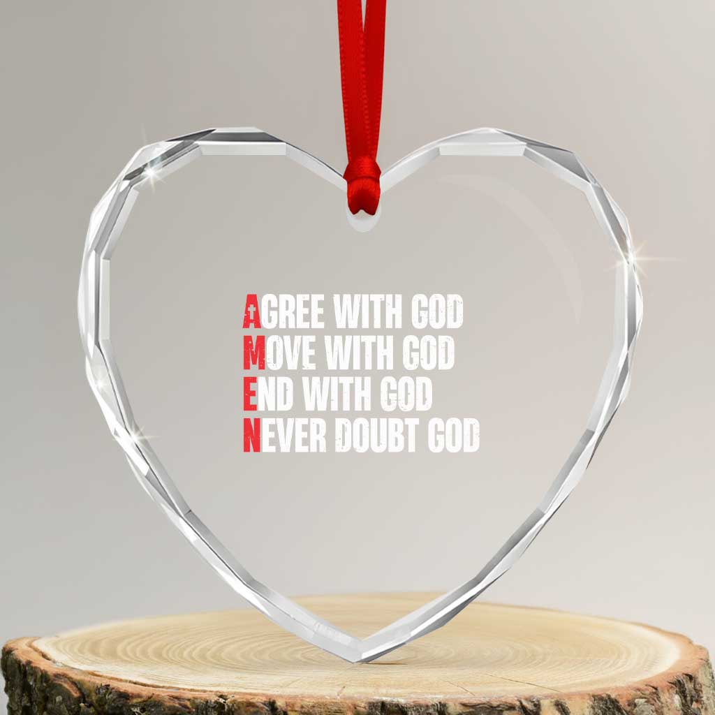 Christian Heart Crystal Glass Ornament Amen Agree Move End With God Never Doubt God TS09 Transparent Glass 3'' Heart Print Your Wear