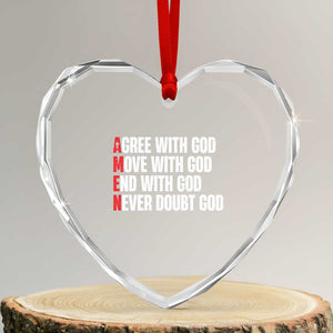 Christian Heart Crystal Glass Ornament Amen Agree Move End With God Never Doubt God TS09 Transparent Glass 3'' Heart Print Your Wear