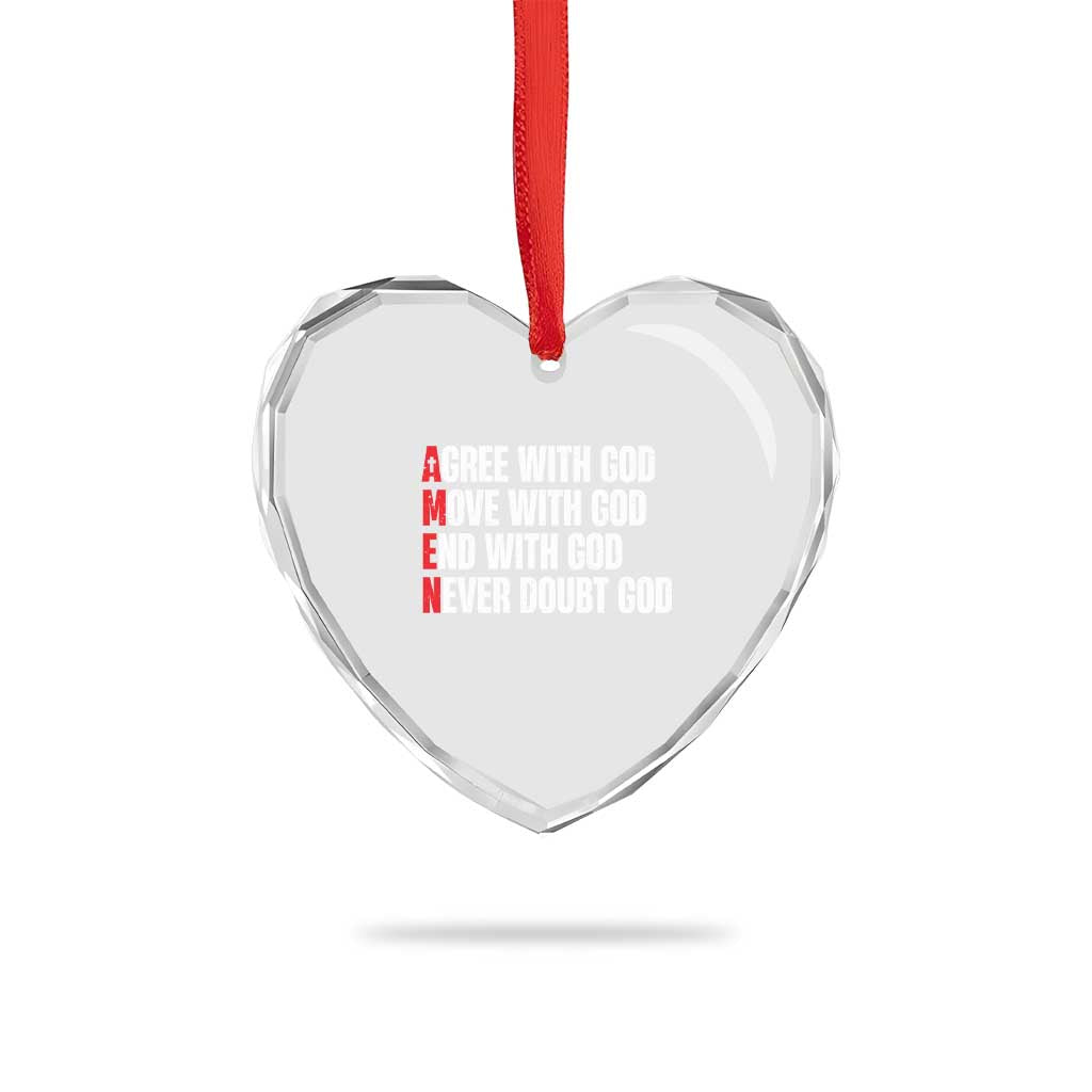 Christian Heart Crystal Glass Ornament Amen Agree Move End With God Never Doubt God TS09 Print Your Wear