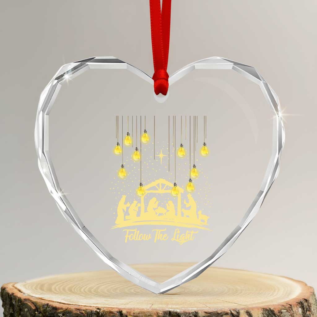 Christian Heart Crystal Glass Ornament Follow the Light Christ Xmas Light TS09 Transparent Glass 3'' Heart Print Your Wear