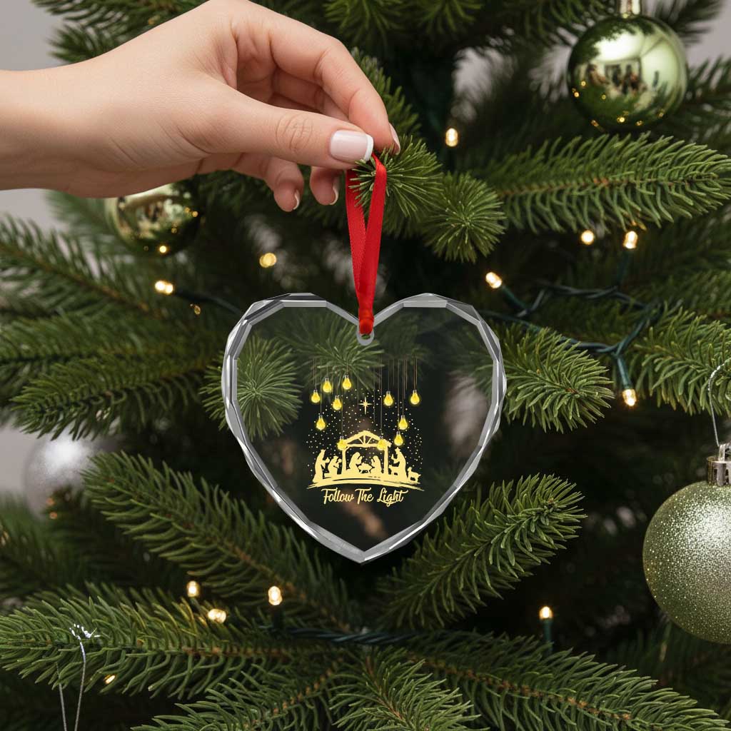 Christian Heart Crystal Glass Ornament Follow the Light Christ Xmas Light TS09 Print Your Wear
