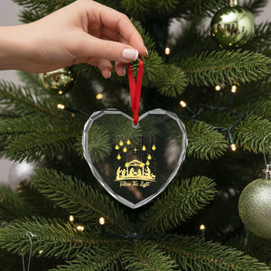 Christian Heart Crystal Glass Ornament Follow the Light Christ Xmas Light TS09 Print Your Wear