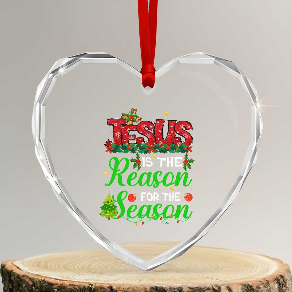 Christian Heart Crystal Glass Ornament Jesus Is The Reason For The Season TS09 Transparent Glass 3'' Heart Print Your Wear