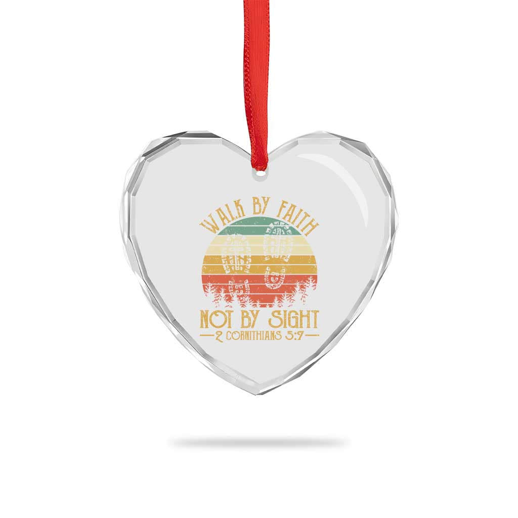 Christian Heart Crystal Glass Ornament Walk By Faith Not By Sight Retro TS09 Print Your Wear