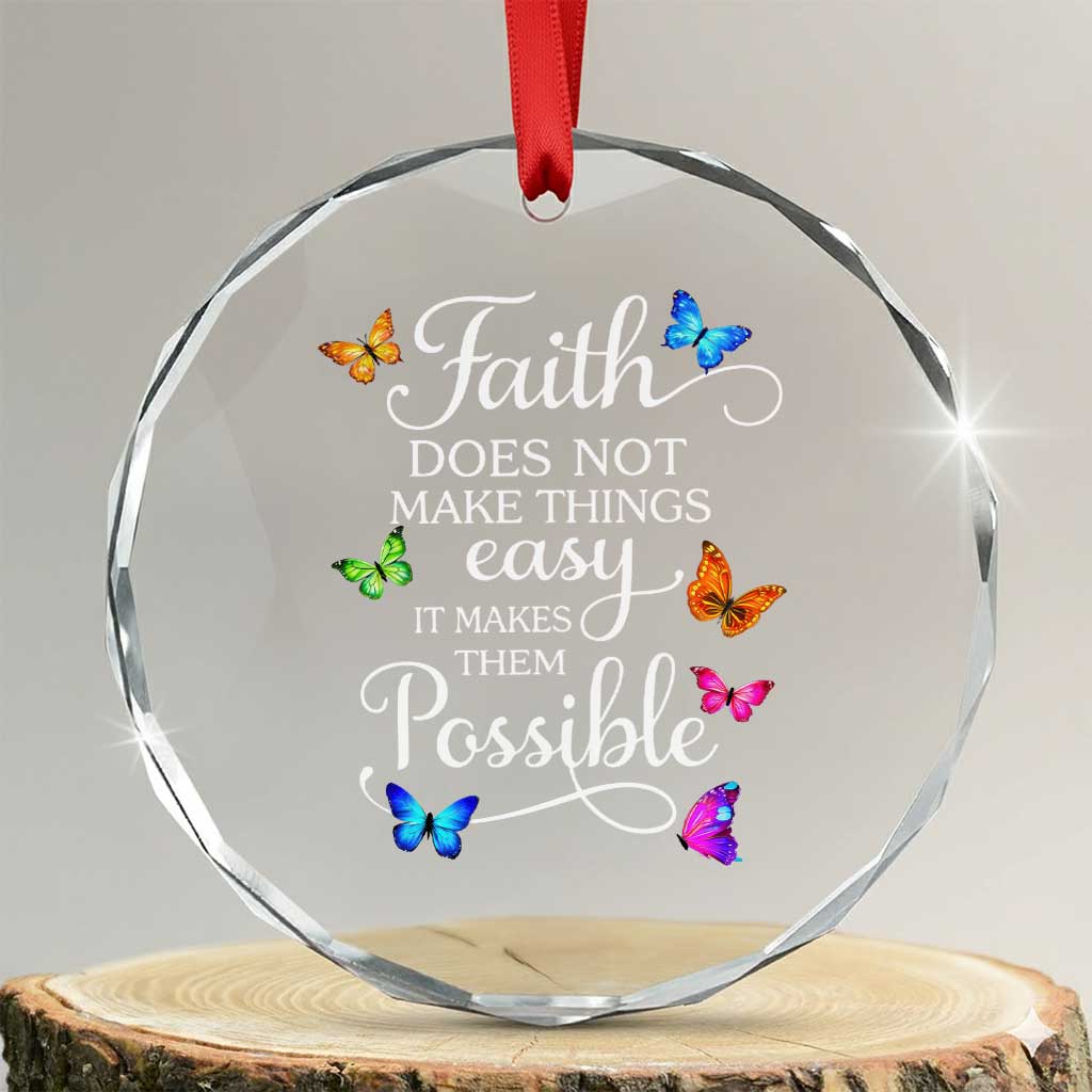 Christian Jesus Crystal Glass Ornament Butterfly Art Bible Verse Printed Faith Blessed Inspirational Girl TS10 Transparent Glass 3'' Circle Print Your Wear