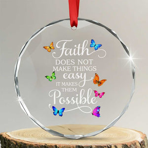 Christian Jesus Crystal Glass Ornament Butterfly Art Bible Verse Printed Faith Blessed Inspirational Girl TS10 Transparent Glass 3'' Circle Print Your Wear