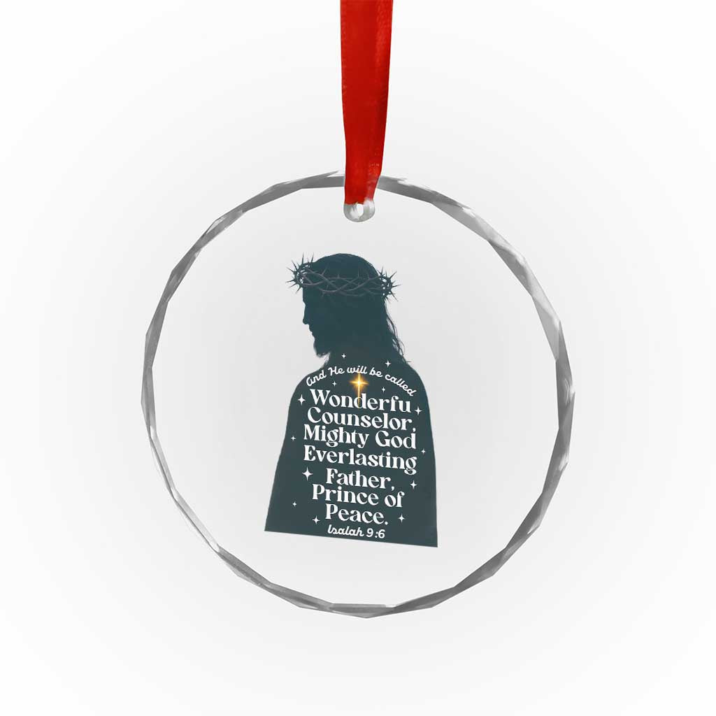 Christian Jesus Crystal Glass Ornament Cross Bible Verse Inspirational Isalah 9:6 TS14 Print Your Wear